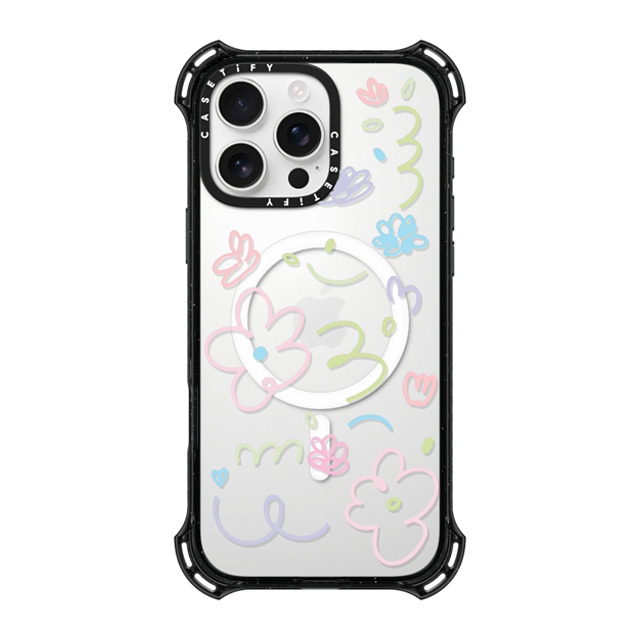 Sebastian Sochan x CASETiFY iPhone 16 Pro Max ケース ブラック バウンスケース Transparent Flowers