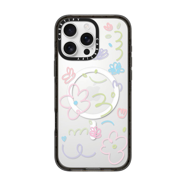 Sebastian Sochan x CASETiFY iPhone 16 Pro Max ケース ブラック インパクトケース MagSafe対応 Transparent Flowers