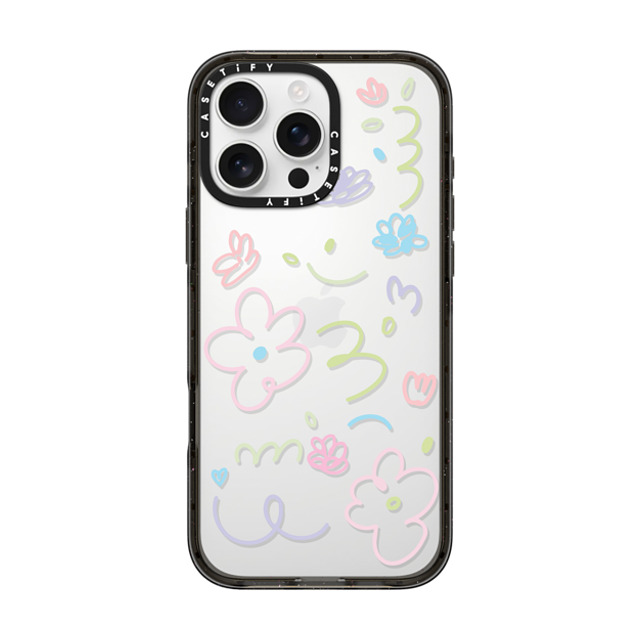 Sebastian Sochan x CASETiFY iPhone 16 Pro Max ケース ブラック インパクトケース Transparent Flowers