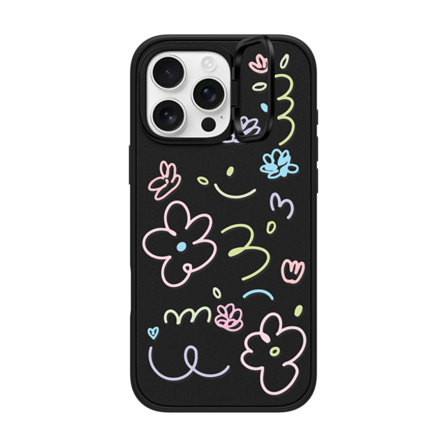 Sebastian Sochan x CASETiFY iPhone 16 Pro Max ケース マットブラック インパクトリングスタンドケース MagSafe対応 Transparent Flowers