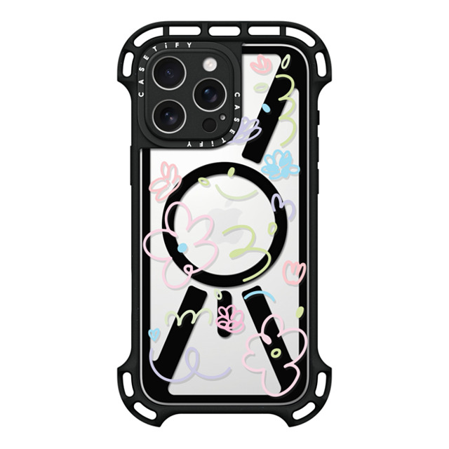 Sebastian Sochan x CASETiFY iPhone 16 Pro Max ケース ブラック ウルトラ バウンスケース MagSafe対応 Transparent Flowers