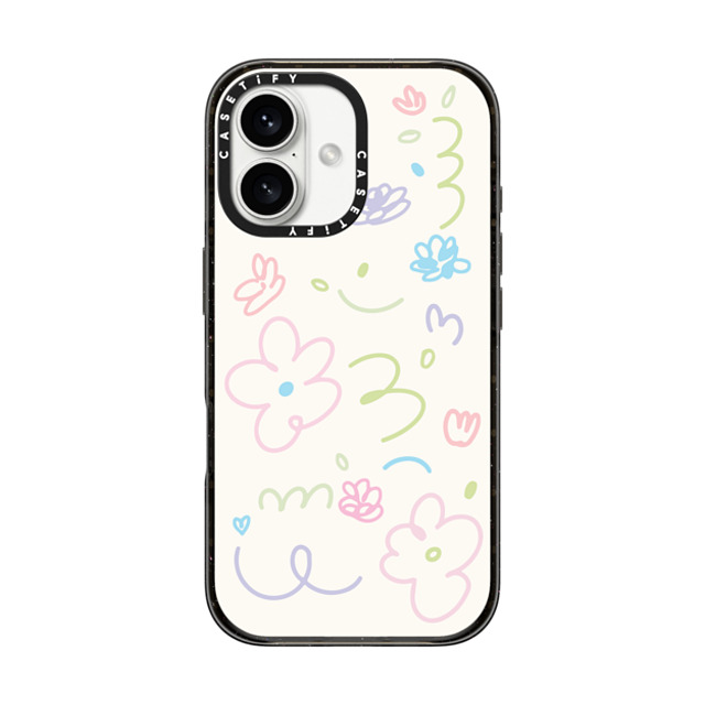 Sebastian Sochan x CASETiFY iPhone 16 ケース ブラック インパクトケース Summer Flowers