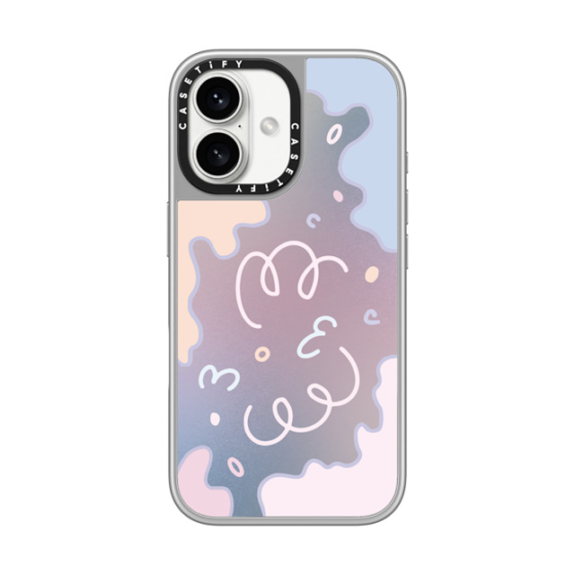 Sebastian Sochan x CASETiFY iPhone 16 ケース シルバー (シルバーバンパー) ミラーケース MagSafe対応 Pastel Gradient