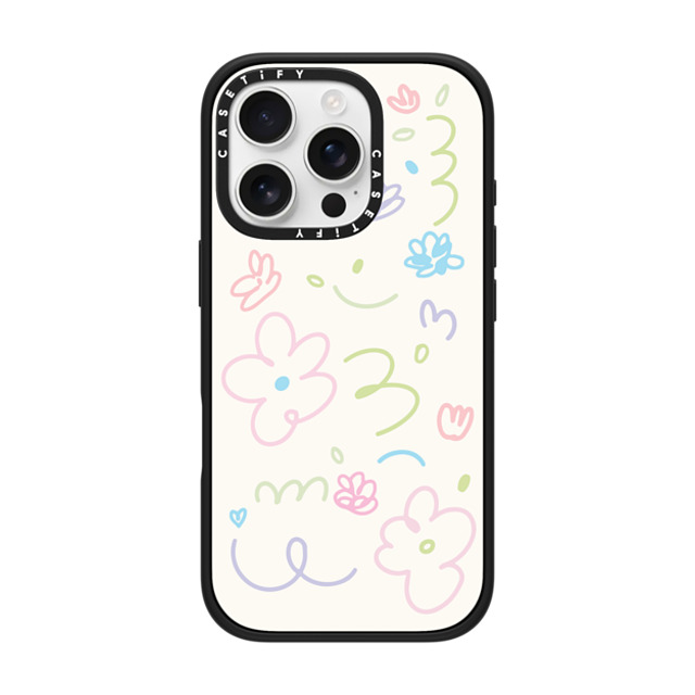 Sebastian Sochan x CASETiFY iPhone 16 Pro ケース マットブラック インパクトケース MagSafe対応 Summer Flowers