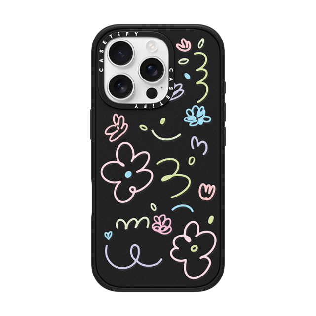 Sebastian Sochan x CASETiFY iPhone 16 Pro ケース マットブラック インパクトケース MagSafe対応 Transparent Flowers