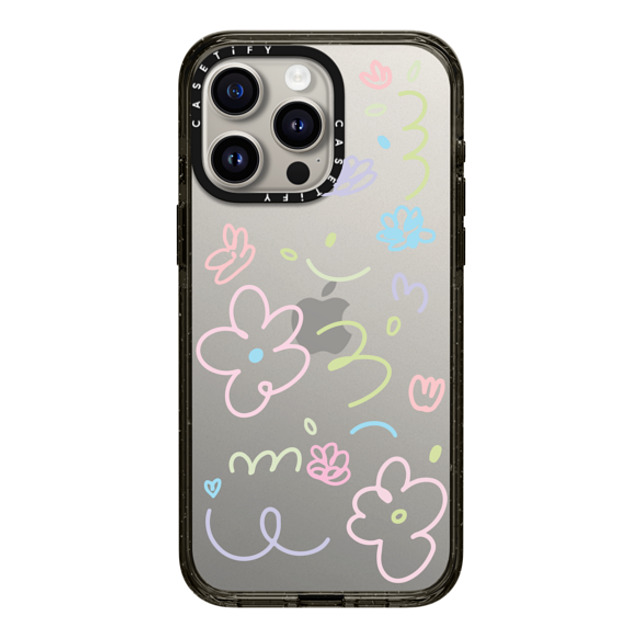 Sebastian Sochan x CASETiFY iPhone 15 Pro Max ケース ブラック インパクトケース Transparent Flowers