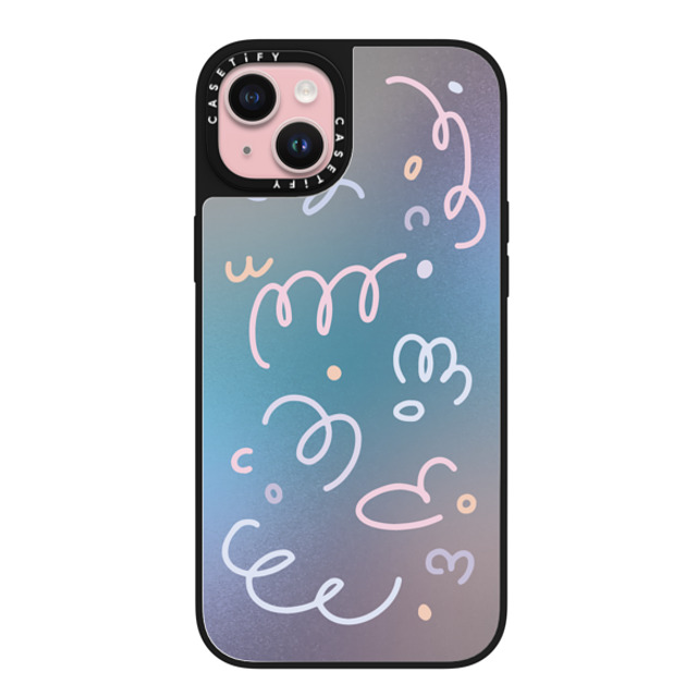 Sebastian Sochan x CASETiFY iPhone 15 Plus ケース Silver on Black ミラーケース MagSafe対応 Summer Gradient