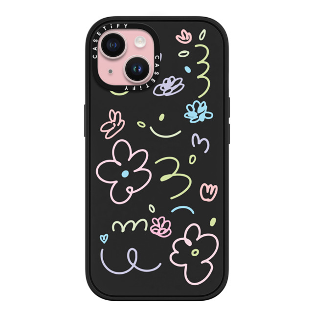 Sebastian Sochan x CASETiFY iPhone 15 ケース マットブラック インパクトケース MagSafe対応 Transparent Flowers