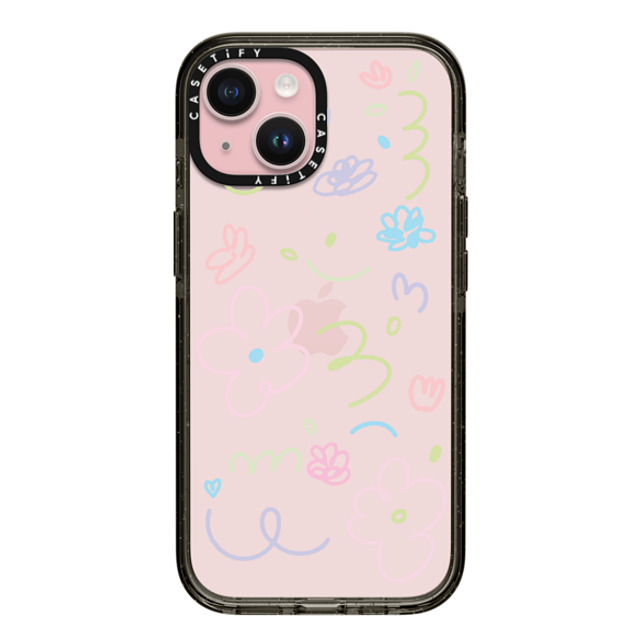 Sebastian Sochan x CASETiFY iPhone 15 ケース ブラック インパクトケース Transparent Flowers