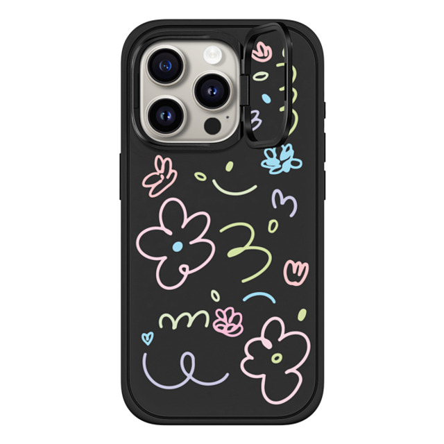 Sebastian Sochan x CASETiFY iPhone 15 Pro ケース マットブラック インパクトリングスタンドケース MagSafe対応 Transparent Flowers