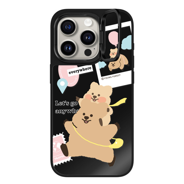 YOUNG FOREST x CASETiFY iPhone 15 Pro ケース Black on Black ミラー リングスタンドケース MagSafe対応 Love the Freedom KKOTKA