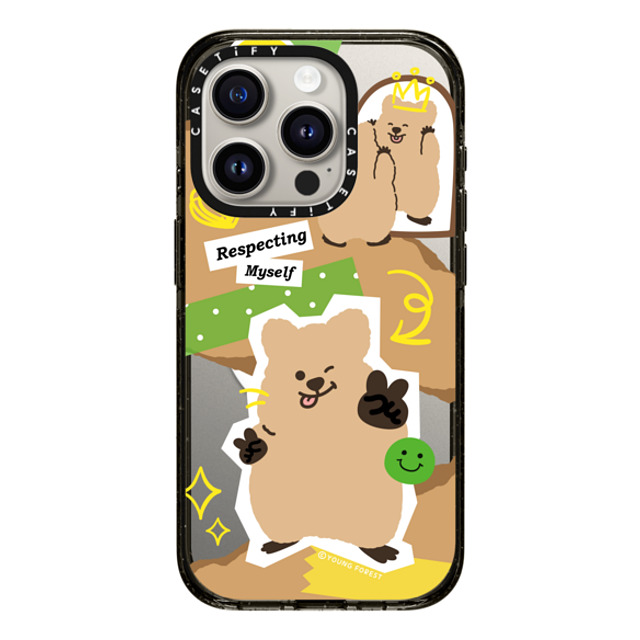 YOUNG FOREST x CASETiFY iPhone 15 Pro ケース ブラック インパクトケース MagSafe対応 Respecting myself KKOTKA