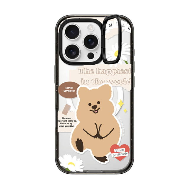 YOUNG FOREST x CASETiFY iPhone 16 Pro ケース ブラック インパクトリングスタンドケース MagSafe対応 Happiest KKOTKA in the world