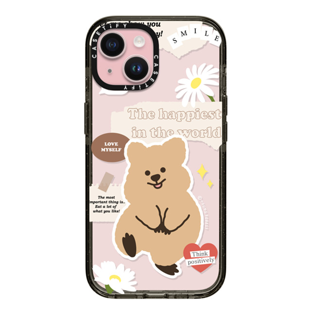 YOUNG FOREST x CASETiFY iPhone 15 ケース ブラック インパクトケース Happiest KKOTKA in the world