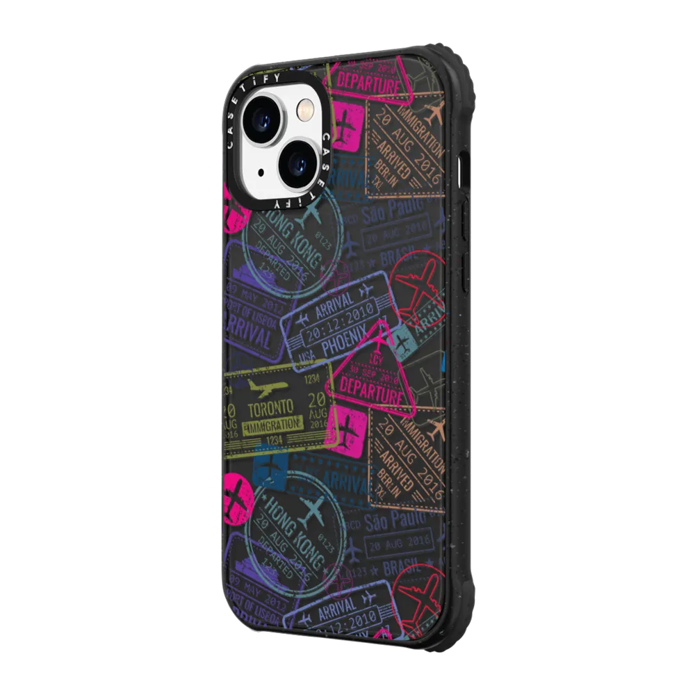 Ultra Impact iPhone 14 Plus Case - Travel Stamps