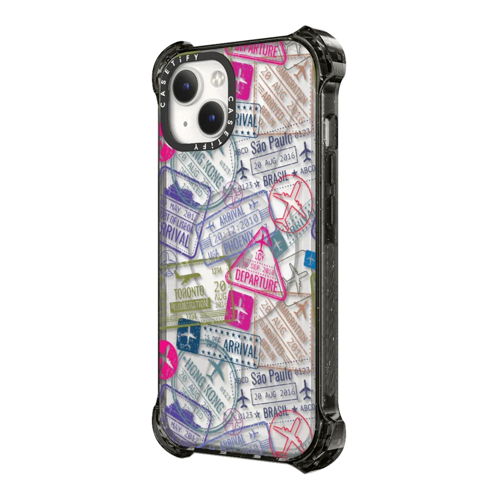 Bounce iPhone 14 Plus Case MagSafe Compatible - Travel Stamps