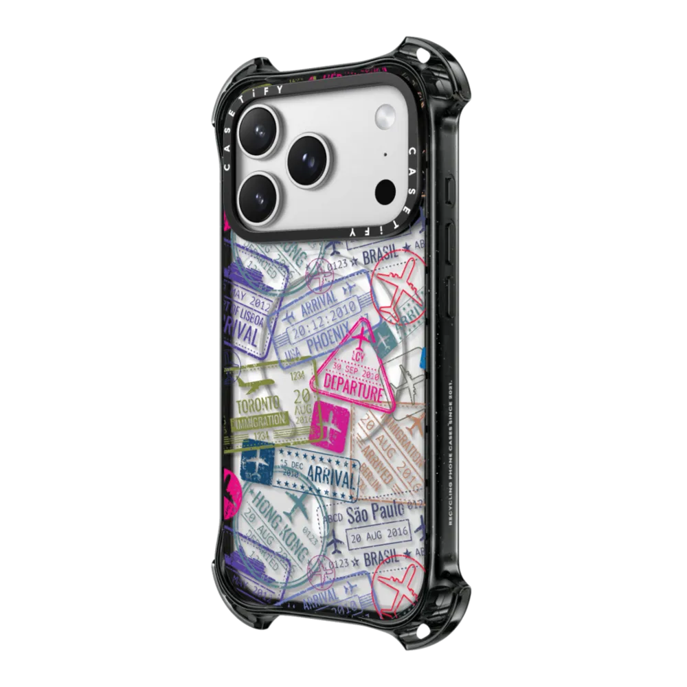 Bounce iPhone 17 Pro Case MagSafe Compatible - Travel Stamps