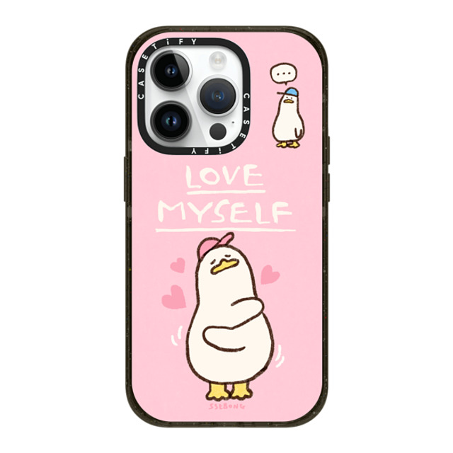 SSEBONG x CASETiFY iPhone 14 Pro ケース ブラック インパクトケース MagSafe対応 Love myself