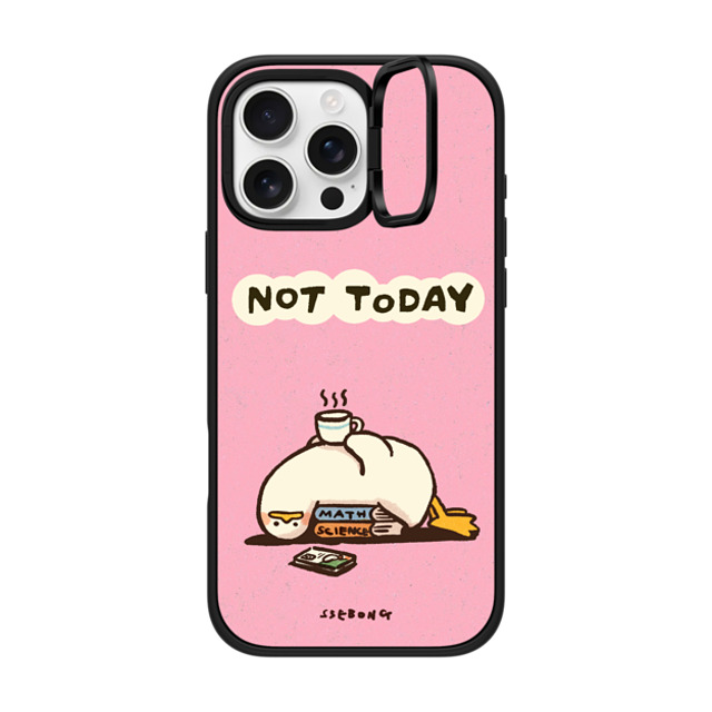 SSEBONG x CASETiFY iPhone 16 Pro Max ケース マットブラック インパクトリングスタンドケース MagSafe対応 NOT TODAY