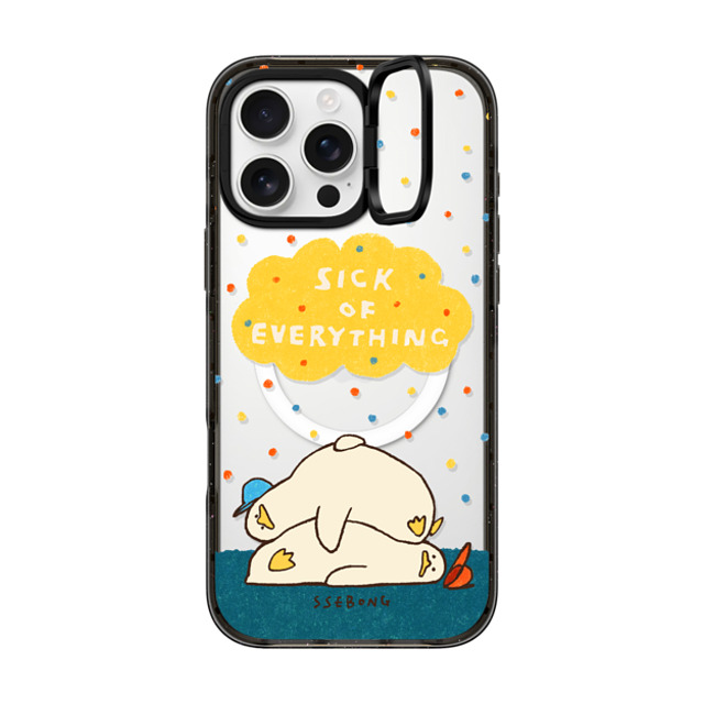 SSEBONG x CASETiFY iPhone 16 Pro Max ケース ブラック インパクトリングスタンドケース MagSafe対応 SICK OF EVERYTHING