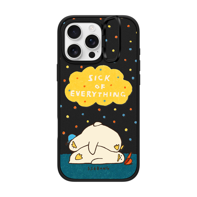 SSEBONG x CASETiFY iPhone 16 Pro Max ケース マットブラック インパクトリングスタンドケース MagSafe対応 SICK OF EVERYTHING