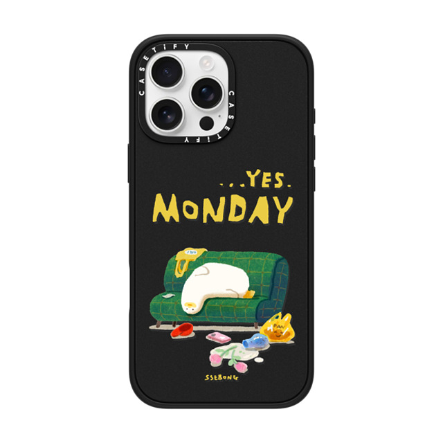 SSEBONG x CASETiFY iPhone 16 Pro Max ケース マットブラック インパクトケース MagSafe対応 MONDAY-