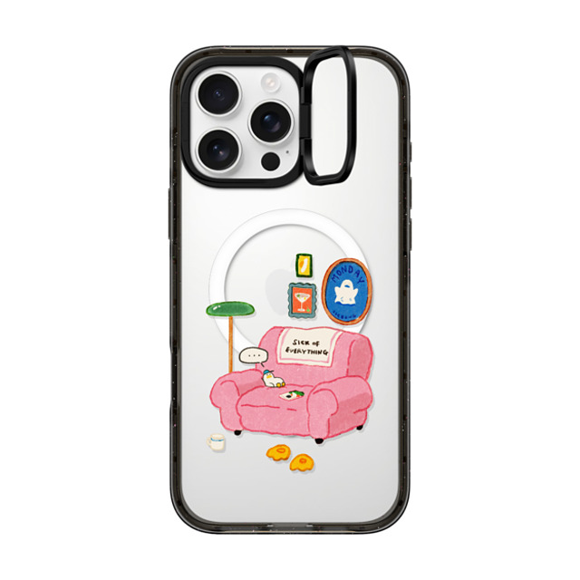 SSEBONG x CASETiFY iPhone 16 Pro Max ケース ブラック インパクトリングスタンドケース MagSafe対応 Tiny duck