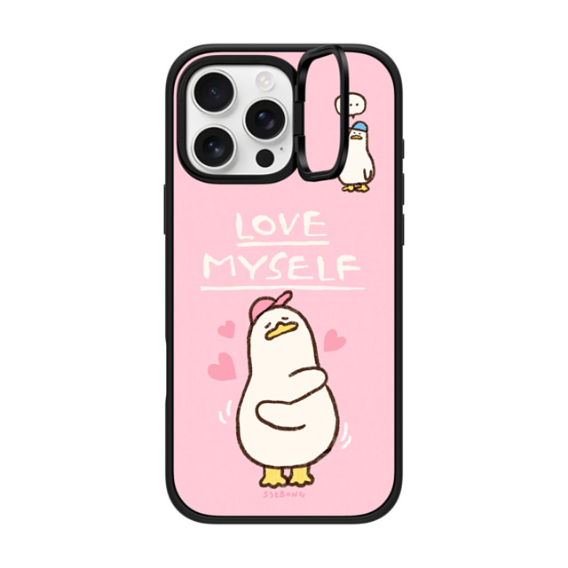 SSEBONG x CASETiFY iPhone 16 Pro Max ケース マットブラック インパクトリングスタンドケース MagSafe対応 Love myself