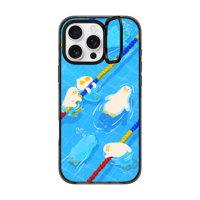 SSEBONG x CASETiFY iPhone 16 Pro Max ケース ブラック インパクトリングスタンドケース MagSafe対応 POOL time