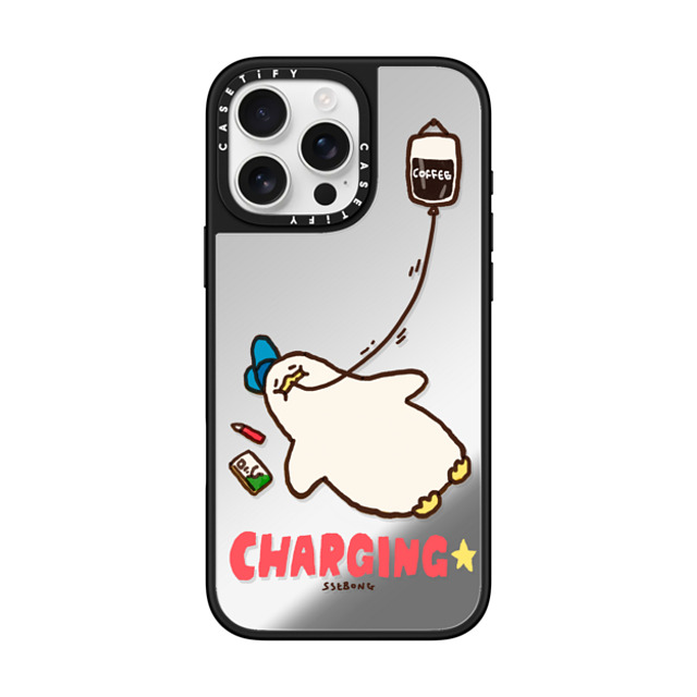 SSEBONG x CASETiFY iPhone 16 Pro Max ケース Silver on Black ミラーケース MagSafe対応 CHARGING-