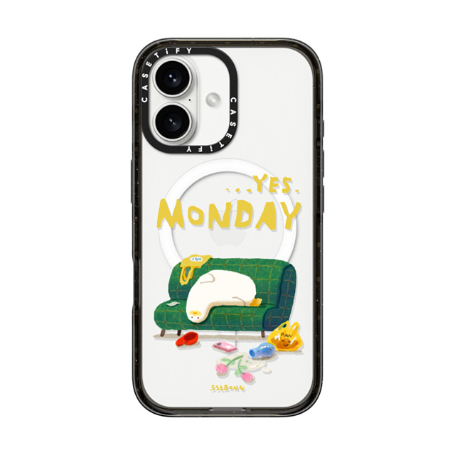 SSEBONG x CASETiFY iPhone 16 ケース ブラック インパクトケース MagSafe対応 MONDAY-