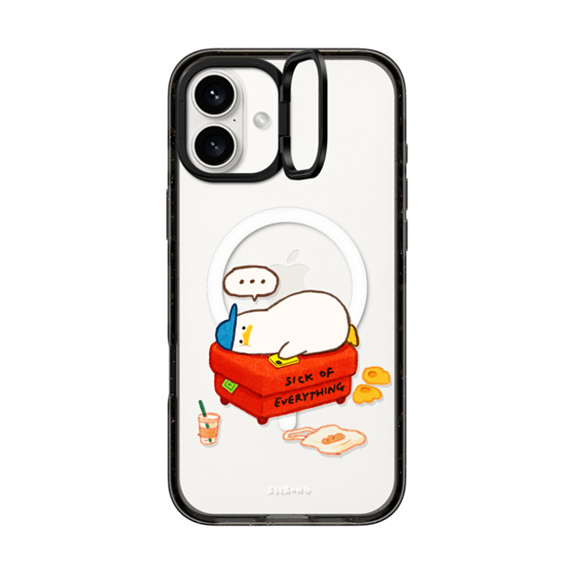 SSEBONG x CASETiFY iPhone 16 Plus ケース ブラック インパクトリングスタンドケース MagSafe対応 Duck on the couch