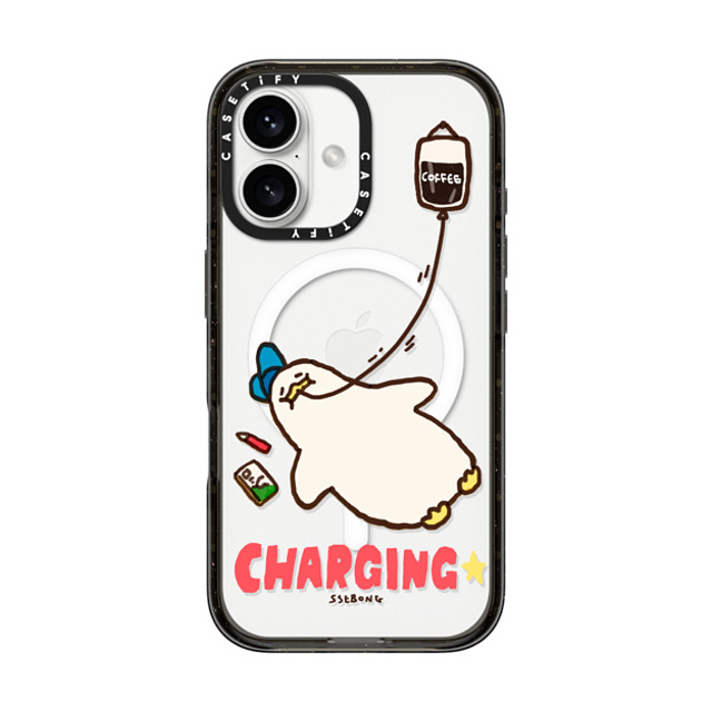 SSEBONG x CASETiFY iPhone 16 ケース ブラック インパクトケース MagSafe対応 CHARGING-