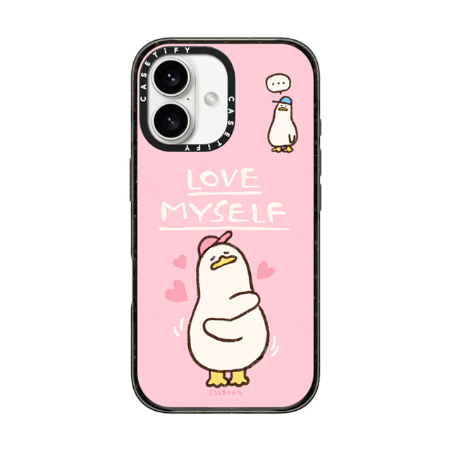 SSEBONG x CASETiFY iPhone 16 ケース ブラック インパクトケース MagSafe対応 Love myself