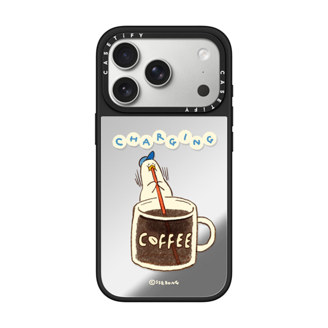 SSEBONG x CASETiFY iPhone 17 Pro ケース Animal,Cartoon Silver on Black ミラーケース MagSafe対応 Charging