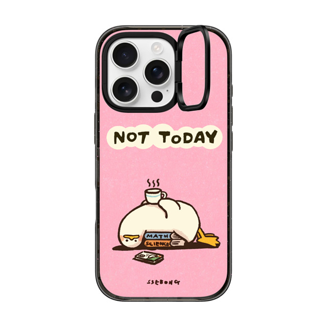 SSEBONG x CASETiFY iPhone 16 Pro ケース ブラック インパクトリングスタンドケース MagSafe対応 NOT TODAY