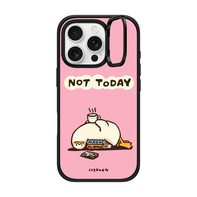 SSEBONG x CASETiFY iPhone 16 Pro ケース マットブラック インパクトリングスタンドケース MagSafe対応 NOT TODAY