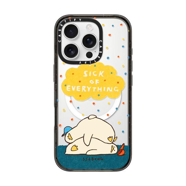 SSEBONG x CASETiFY iPhone 16 Pro ケース ブラック インパクトケース MagSafe対応 SICK OF EVERYTHING