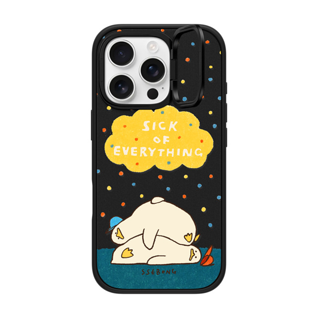 SSEBONG x CASETiFY iPhone 16 Pro ケース マットブラック インパクトリングスタンドケース MagSafe対応 SICK OF EVERYTHING