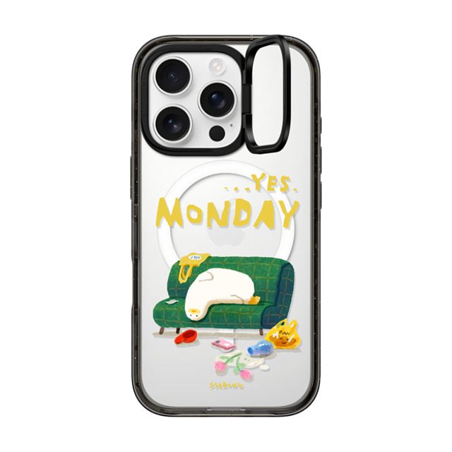 SSEBONG x CASETiFY iPhone 16 Pro ケース ブラック インパクトリングスタンドケース MagSafe対応 MONDAY-