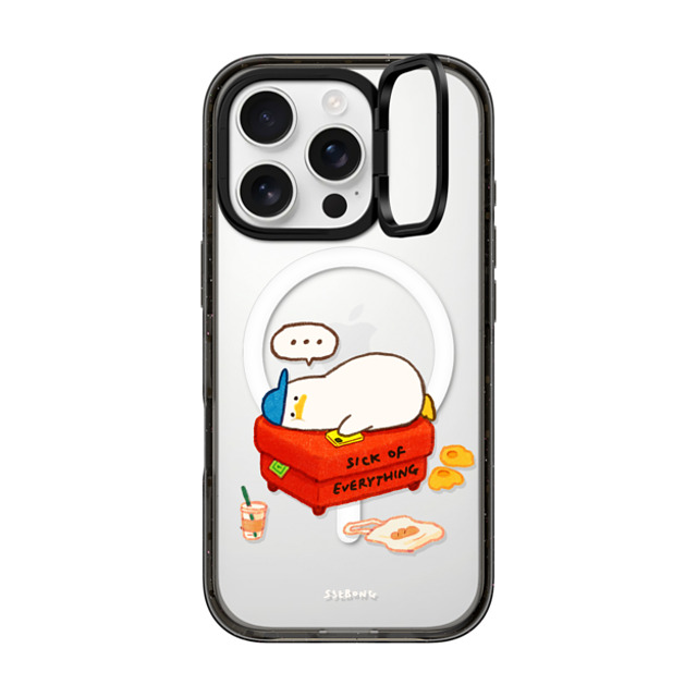 SSEBONG x CASETiFY iPhone 16 Pro ケース ブラック インパクトリングスタンドケース MagSafe対応 Duck on the couch