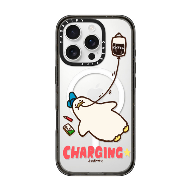 SSEBONG x CASETiFY iPhone 16 Pro ケース ブラック インパクトケース MagSafe対応 CHARGING-