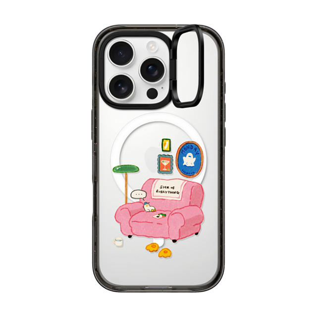 SSEBONG x CASETiFY iPhone 16 Pro ケース ブラック インパクトリングスタンドケース MagSafe対応 Tiny duck
