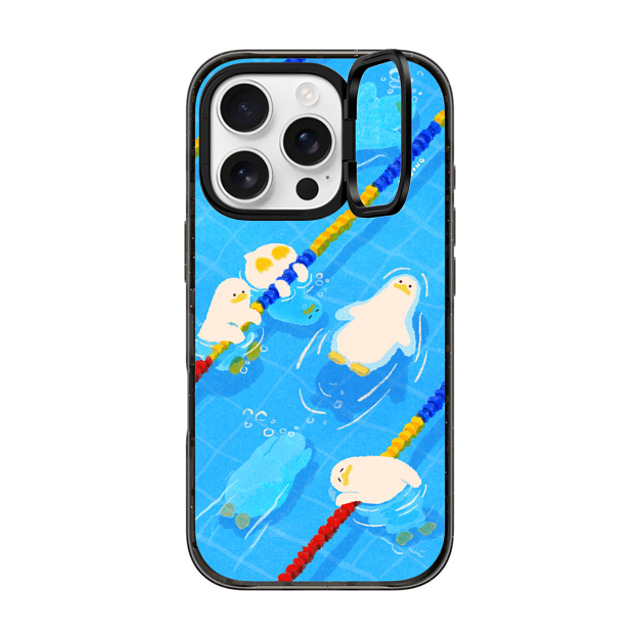 SSEBONG x CASETiFY iPhone 16 Pro ケース ブラック インパクトリングスタンドケース MagSafe対応 POOL time