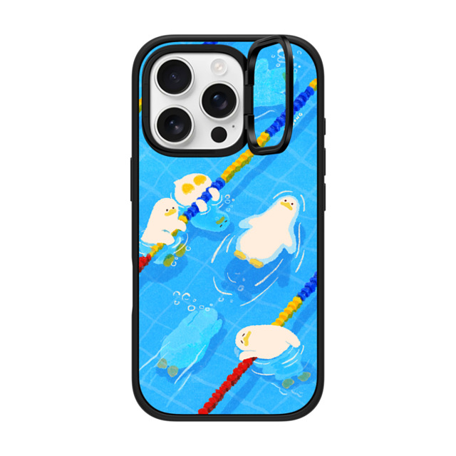 SSEBONG x CASETiFY iPhone 16 Pro ケース マットブラック インパクトリングスタンドケース MagSafe対応 POOL time