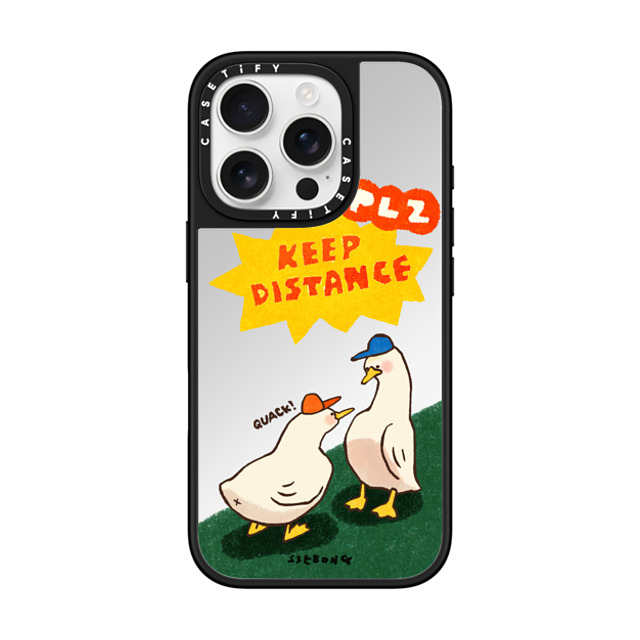 SSEBONG x CASETiFY iPhone 16 Pro ケース Animal,Cartoon Silver on Black ミラーケース MagSafe対応 KEEP DISTANCE Back to School SSEBONG x CASETiFY iPhone 16 Pro ケース Animal,Cartoon Silver on Black ミラーケース MagSafe対応 KEEP DISTANCE Back to School