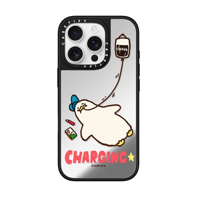 SSEBONG x CASETiFY iPhone 16 Pro ケース Silver on Black ミラーケース MagSafe対応 CHARGING-