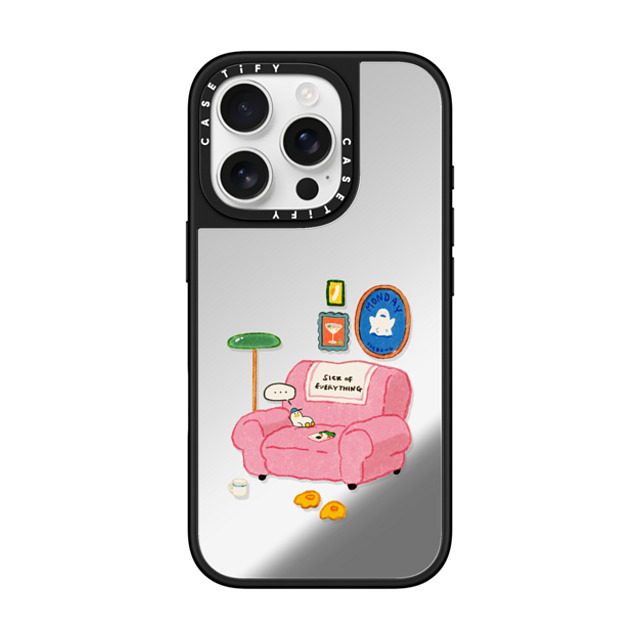 SSEBONG x CASETiFY iPhone 16 Pro ケース Silver on Black ミラーケース MagSafe対応 Tiny duck