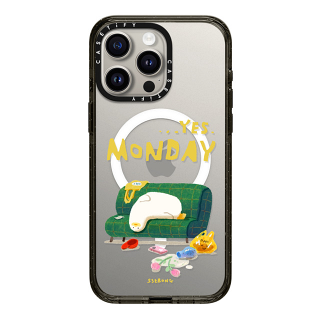 SSEBONG x CASETiFY iPhone 15 Pro Max ケース ブラック インパクトケース MagSafe対応 MONDAY-