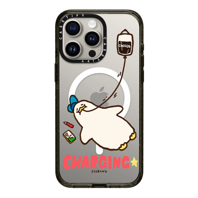 SSEBONG x CASETiFY iPhone 15 Pro Max ケース ブラック インパクトケース MagSafe対応 CHARGING-